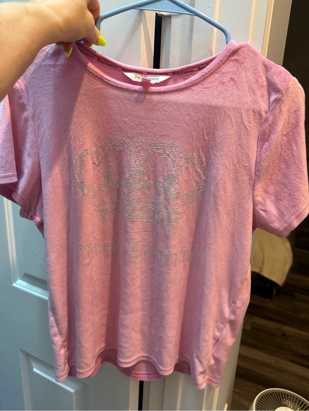 Juicy Couture Pink Short Sleeve Tee with Rhinestone Crown
